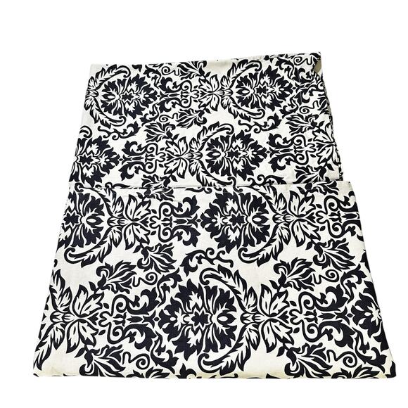 Pier 1 Damask Curtain Panels Set of 2 Black Beige Drapes 52"x84" - Picture 2 of 5